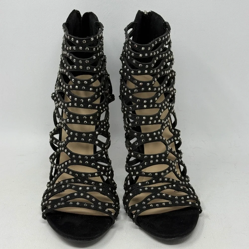 Black Studded Cage Stiletto Heels 10M Goth Whimsigoth Going Out Party Vamp Edgy